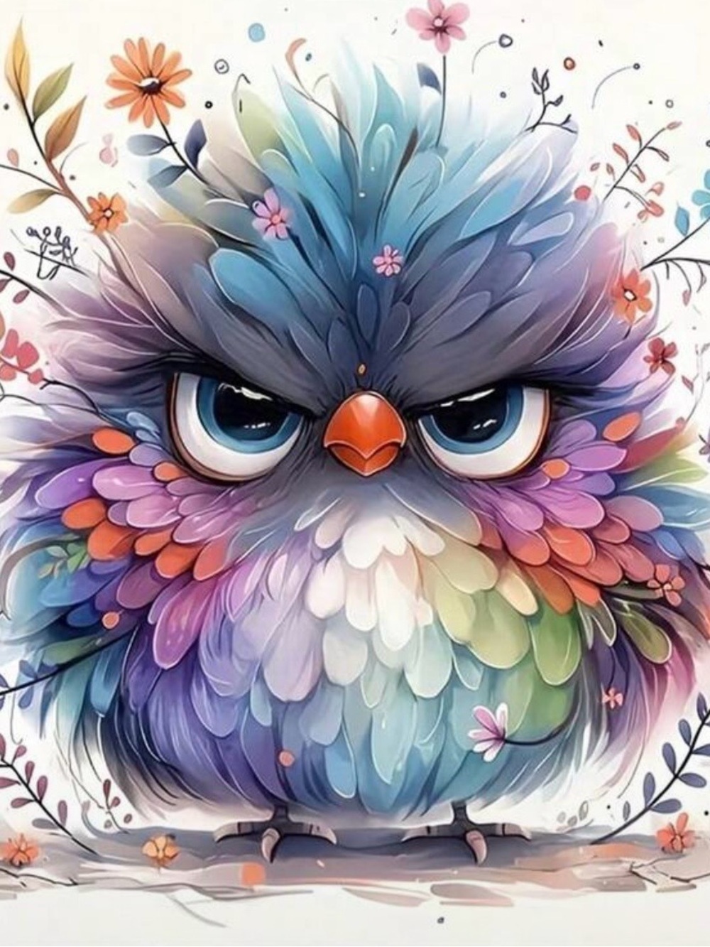 Diamond Art Kit 8x8-Colorful Multicolor Decorative Owl Art Print
